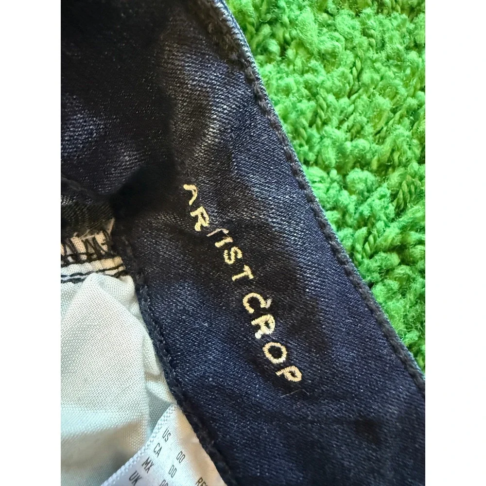 American Eagle Artist Crop Jeans Womens 00 Dark Blue Excellent Distressed Stretc